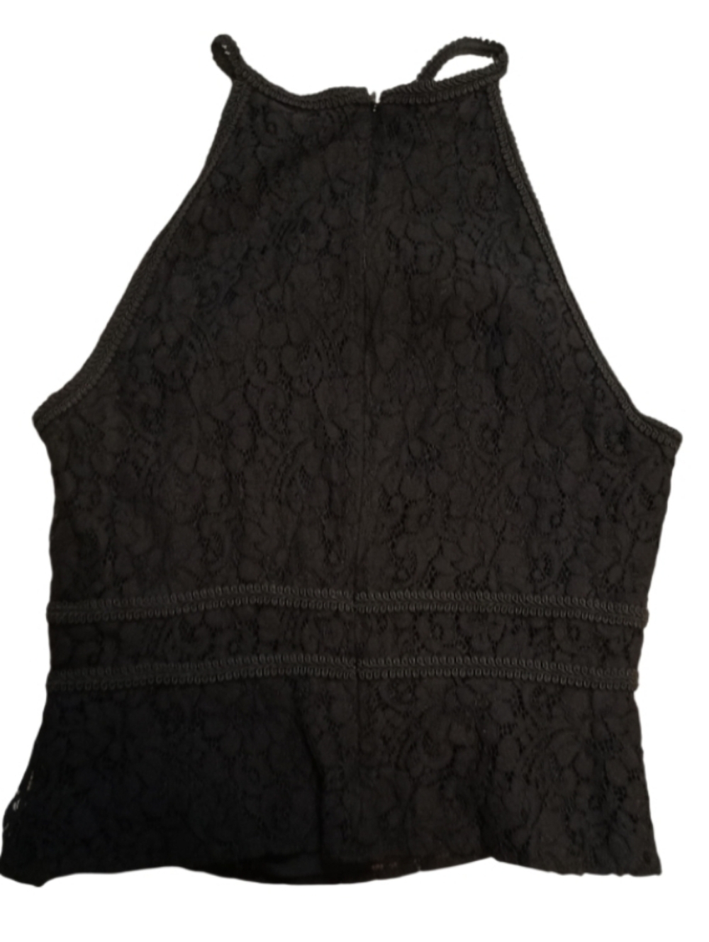 White House Black Market Black Lace Trim Blouse